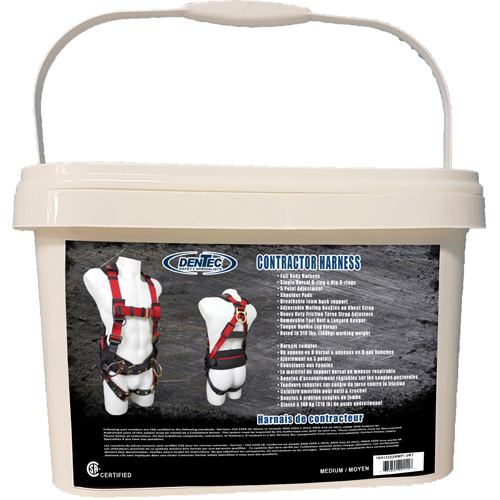 Contractor Safety Harness in Pail, CSA Certified, Class AP, Medium, 352 lbs. Cap. Duraquip Inc