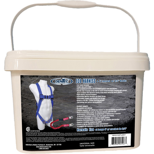 ECO Safety Harness in Pail with 6' Lanyard, CSA Certified, Class A, 255 lbs. Cap. Duraquip Inc
