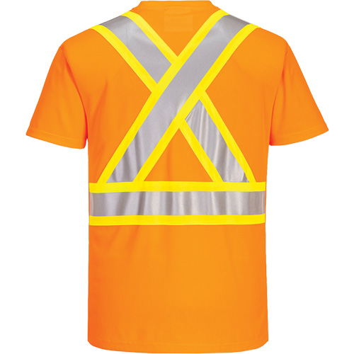 T-shirt de s&eacute;curit&eacute; &agrave; bandes contrastantes, Polyester, Petit, Orange haute visibilit&eacute; Duraquip Inc