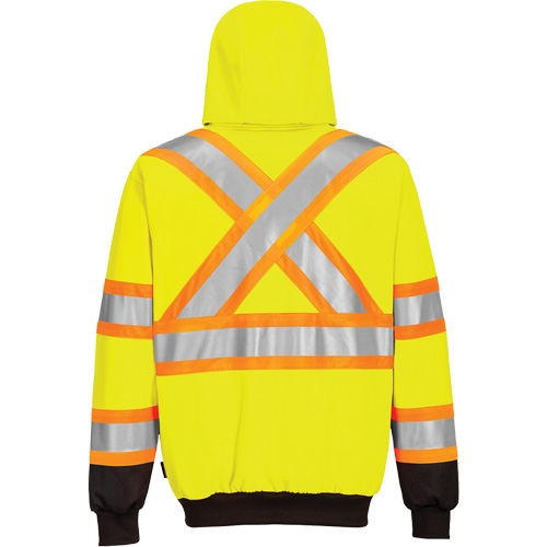 Chandail de s&eacute;curit&eacute; &agrave; capuchon avec bandes contrastantes, Petit, Noir/Jaune lime haute visibilit&eacute; Duraquip Inc