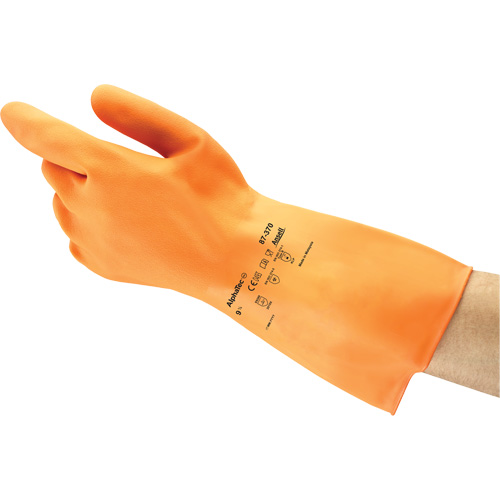 Gants ALPHATEC 87-320, Taille 7, 11,8" lo, Latex de caoutchouc, Doublure en Ouat&eacute;e, 18 mils Duraquip Inc