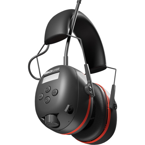 &eacute;couteurs AM/ FM Air Defender noir & Rouge, Style Bandeau, 24 dB Duraquip Inc