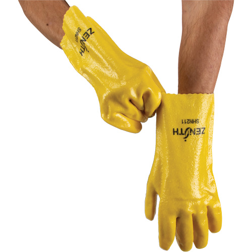 Rough-Finish Chemical-Resistant Gloves, Size 9, 12" L, PVC, Interlock Inner Lining, 47-mil Duraquip Inc