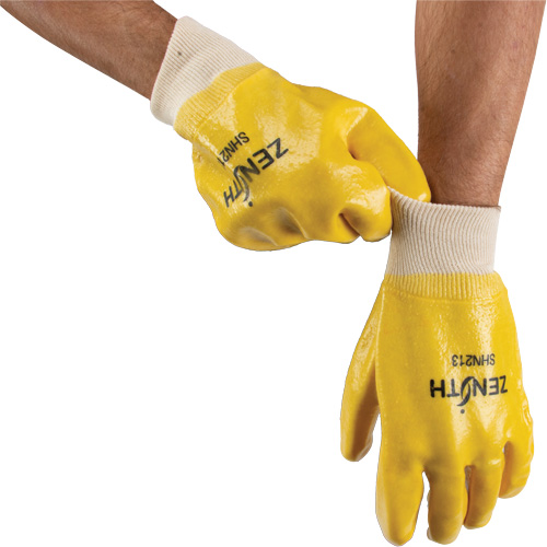 Rough-Finish Chemical-Resistant Gloves, Size 9, 10" L, PVC, Interlock Inner Lining, 47-mil Duraquip Inc