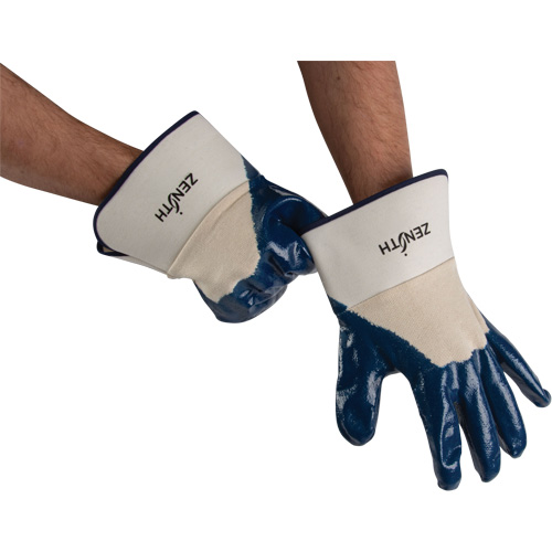 Gants &agrave; poignet de s&eacute;curit&eacute; de poids lourd, 11/2T-Grand, R&ecirc;vetement Nitrile, Enveloppe en Coton Duraquip Inc