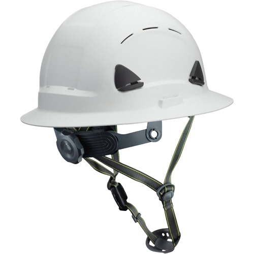 Fibre Metal Climbing Style Helmet with Full Brim, Meets CSA Type 2, Ratchet Suspension, Vented Duraquip Inc