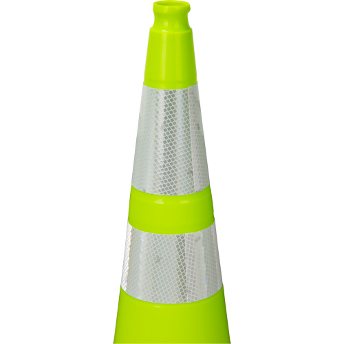 Premium Traffic Cone, 36", Lime Green, 4" & 6" Reflective Collar(s) Duraquip Inc