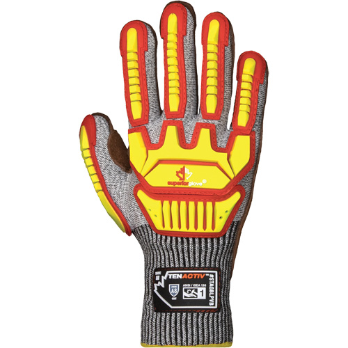 TenActiv STAGBLPVB Impact Gloves, 2X-Large, Cowhide Palm, Knit Wrist Cuff Duraquip Inc