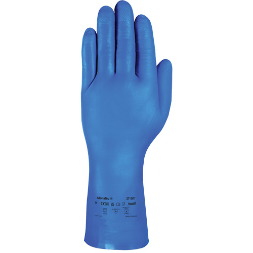 AlphaTec&reg; 37-501 Blue Medium-Duty Chemical-Resistant Gloves, Size 7, 13" L, Nitrile, 16.5-mil Duraquip Inc