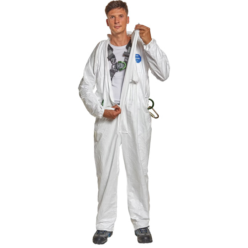 Harness-Compatible Disposable Coverall, 5X-Large, White, Tyvek&reg; 500 Duraquip Inc