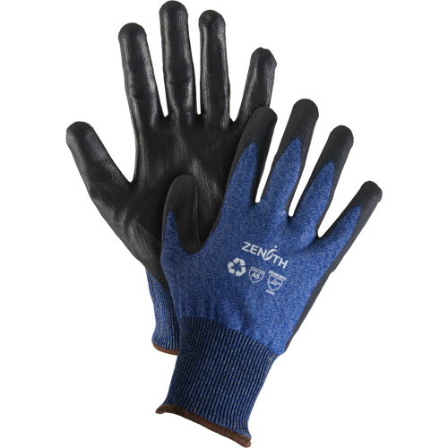 Eco-Friendly Stretch Cut-Resistant Gloves, Size 8, 18 Gauge, Polyurethane Coated, Stainless Steel/HPPE/RPET Shell, ASTM ANSI Level A5 Duraquip Inc