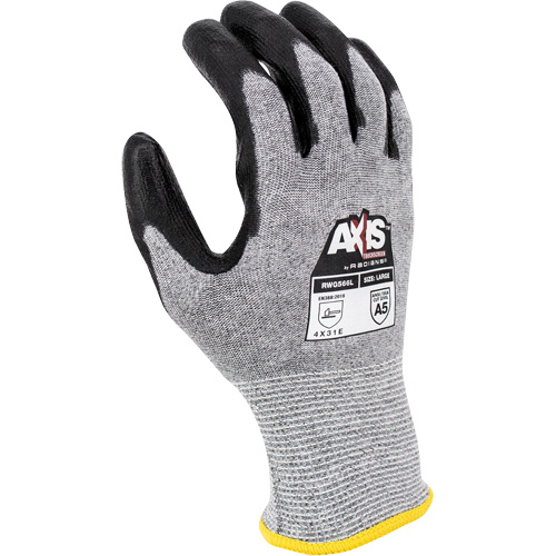 RWG566 AXIS Cut Protection Touchscreen Work Glove, Size X-Large, 18 Gauge, Polyurethane Coated, Stainless Steel/HPPE Shell, ASTM ANSI Level A5/EN 388 Level E Duraquip Inc