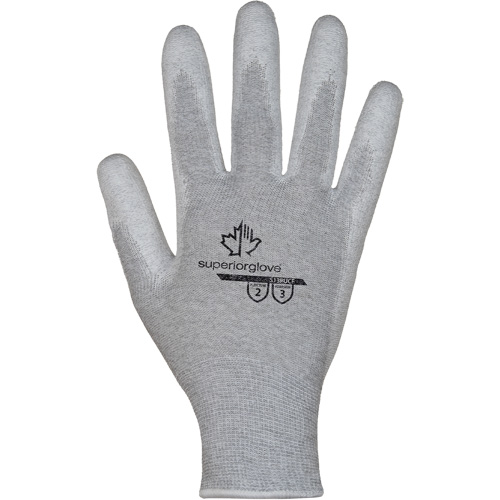 Gants blancs KnitActiv dissipatifs &eacute;lectrostatiques et peu pelucheux, 5, R&ecirc;vetement Polyur&eacute;thane, Calibre 13, Enveloppe en Nylon/Coton Duraquip Inc