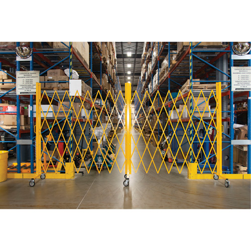 Expandable Barrier, 84" H x 20' L, Yellow Duraquip Inc