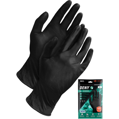 Gants jetables Deny, Petit, Nitrile, 6 mils, Sans poudre, Noir Duraquip Inc