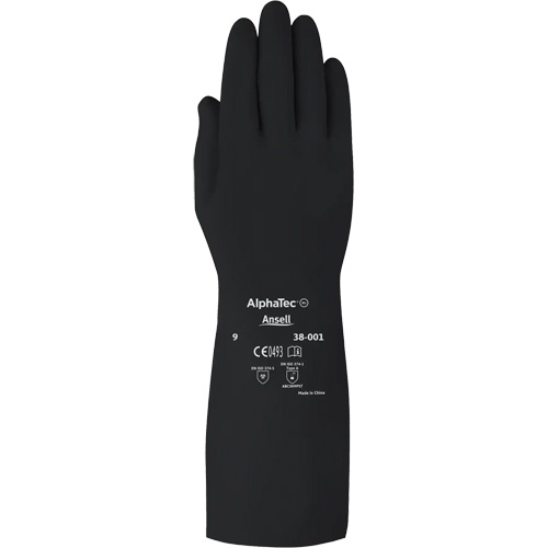 Gants d,usage moyen r&eacute;sistants aux produits chimiques AlphaTec 38001PP, Taille 7, 14" lo, Caoutchouc butyle, 14 mils Duraquip Inc