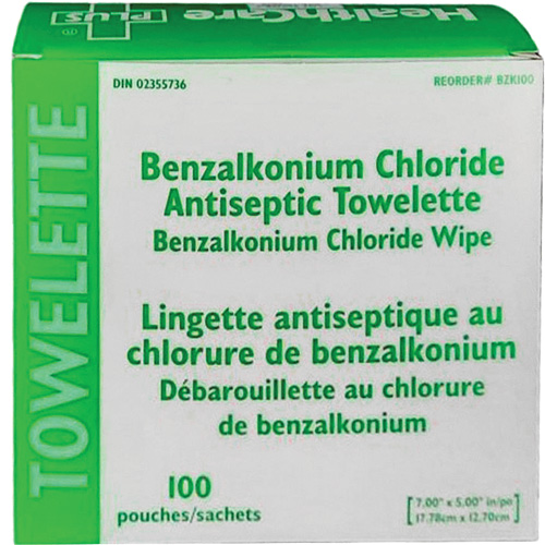 Serviette au chlorure de benzalkonium BZK, Serviette, Antiseptique Duraquip Inc