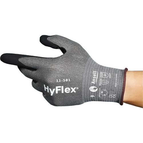 HyFlex&reg; 11-581 Ultra-Lightweight Industrial Gloves, Size 6, 21 Gauge, Nitrile Coated, Nylon/HPPE/Tungsten/Spandex Shell, ASTM ANSI Level A6 Duraquip Inc