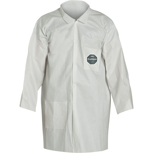 ProShield&reg; 50 Lab Coat, Microporous, White, Small Duraquip Inc