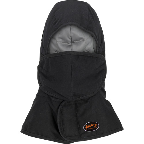 Doublure matelass&eacute;e ignifug&eacute;e Pioneer 765A pour casque de s&eacute;curit&eacute; avec un long cou et embout buccal amovible, Noir/Gris, Coton/FR-Tech/Modacrylique/Nylon Duraquip Inc
