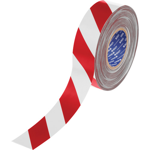 ToughStripe&reg; Max Floor Marking Tape, 2" x 100', Polyester, Red and White Duraquip Inc