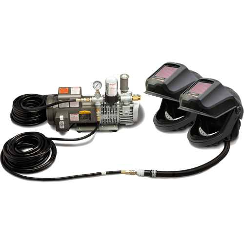 2-Worker DEFENDER Supplied Air Shield & Flip-Front Welding Helmet System Duraquip Inc