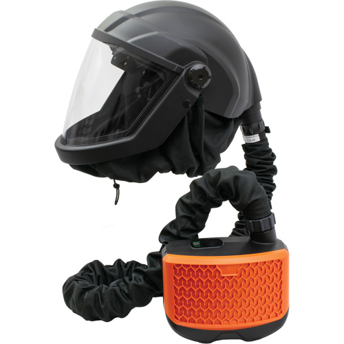 Respirateur &agrave; adduction d'air purifi&eacute; avec visi&egrave;re et ensemble de ventilation PEAKAIR DEFENDER, Respirateur &agrave; masque, Pile Lithium-ion Duraquip Inc