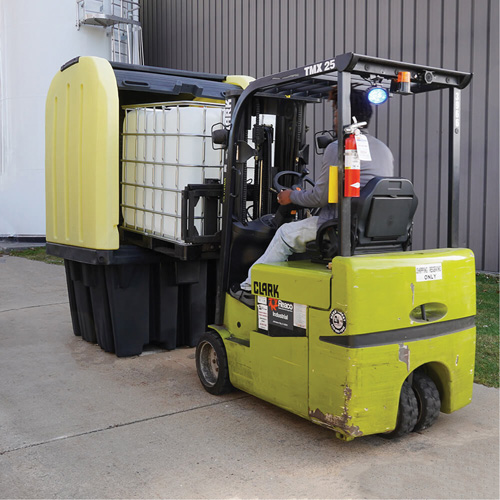 Yellow Roll Top Hardcover Spill Pallet, 65" L x 65" W x 101" H, 5000 lbs. Load Capacity Duraquip Inc