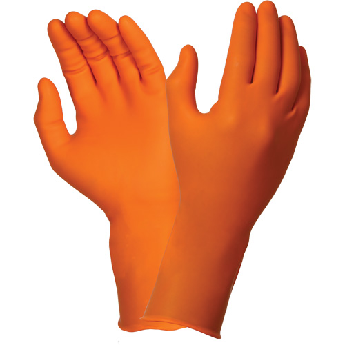 Gants jetables TOUCHNTUFF 93-800, 7.5/8, Latex/N&eacute;opr&egrave;ne/Nitrile, 23,6-mils, Sans poudre, Orange Duraquip Inc