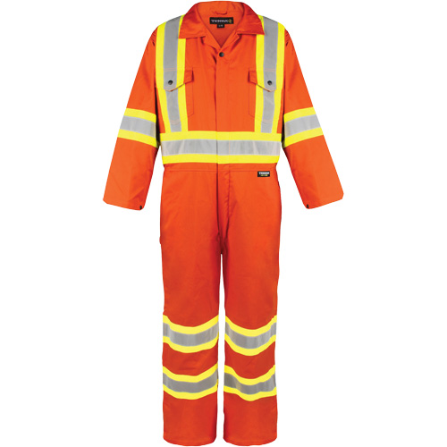 Combinaison non doubl&eacute;e haute visibilit&eacute;, 5T-Grand, Orange haute visibilit&eacute; Duraquip Inc