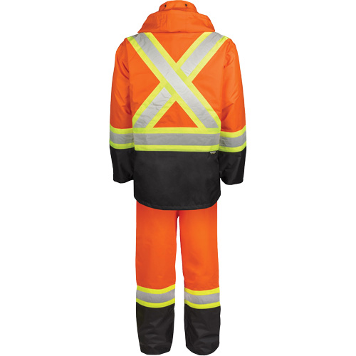 Ensemble de pluie haute visibilit&eacute; en tissu 150 deniers, Polyester, T-Grand, Orange haute visibilit&eacute; Duraquip Inc