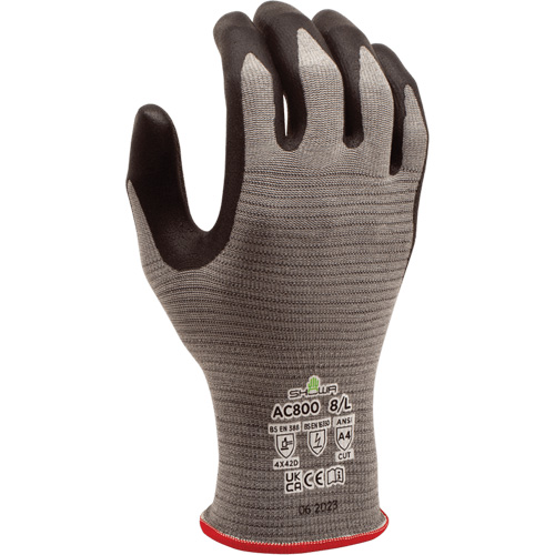 DURACoil Alpha AC800 ESD Gloves, Size Medium/7, 18 Gauge, Microfoam Nitrile Coated, HPPE Shell, ASTM ANSI Level A4/EN 388 Level D Duraquip Inc