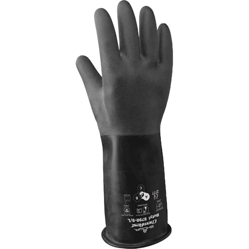 879R Acid-Resistant Gloves, Size X-Large/10, 14" L, Butyl Rubber, 28-mil Duraquip Inc