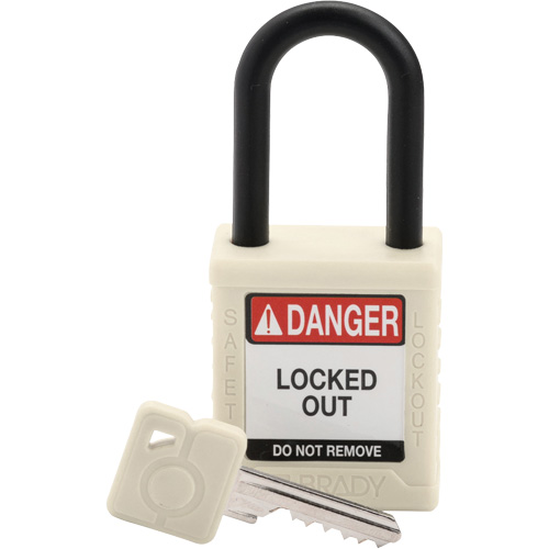 Velocity Safety Lockout Padlock, Safety Padlock, Keyed Different, Nylon, 1-1/2" Width Duraquip Inc