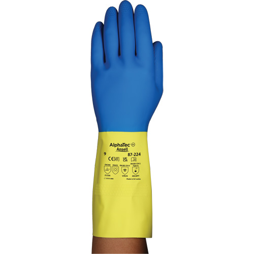 Alphatec&reg; 87-224 Chemical-Resistant Gloves, Size 7, 12.8" L, Neoprene/Rubber Latex, Cotton/Flock-Lined Inner Lining, 26.8-mil Duraquip Inc