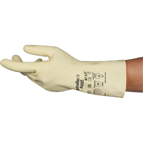 Gants naturels et l&eacute;gers AlphaTec 87-137, Taille 10, 11,8" lo, Latex de caoutchouc, 16 mils Duraquip Inc