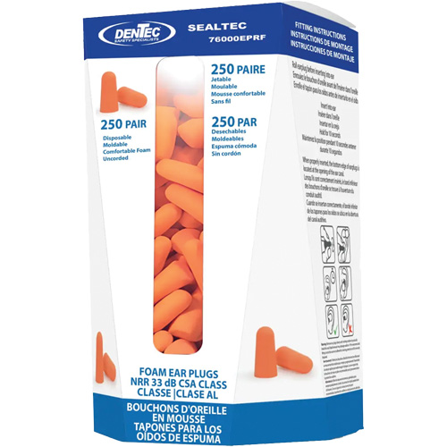 Recharge de bouchons d'oreilles jetables SEALTEC33, Vrac - Contenant Duraquip Inc