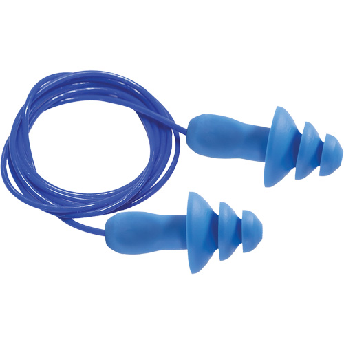 SEALTEC TipGrip Blue 100% Metal Detectable Reusable Earplugs, Corded, One-Size, Bulk - Box, 26 dB NRR dB Duraquip Inc