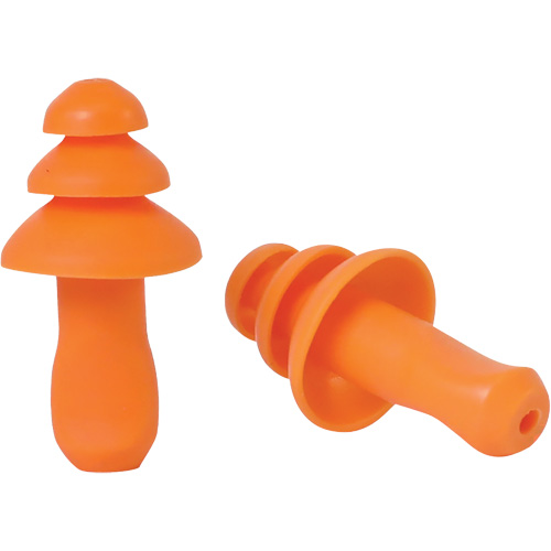 SEALTEC TipGrip Orange TPR Triple-Flange Reusable Earplugs, Uncorded, Bulk - Box, 26 dB dB NRR, One-Size Duraquip Inc