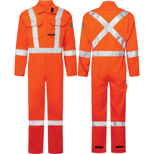 Avenger 7 oz. Coveralls, Size 40 Tall, High-Visibility Orange Duraquip Inc