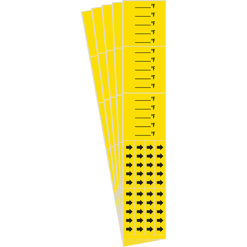Marqueurs de tuyau avec espace vierge suivi du symbole °F , Autocollant, 2-1/4" h x 14" la, Noir sur jaune Duraquip Inc