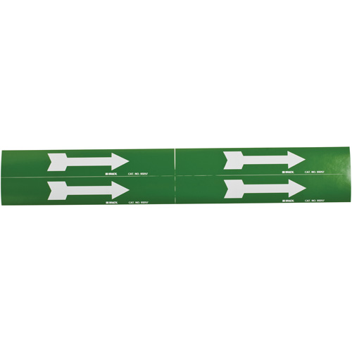 Arrow Pipe Markers, Self-Adhesive, 1-1/8" H x 7" W, White on Green Duraquip Inc
