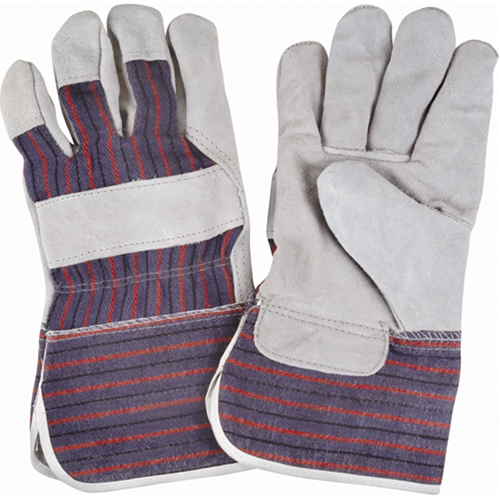 Rugged Fitters Gloves, Large, Split Cowhide Palm, Cotton Inner Lining Duraquip Inc
