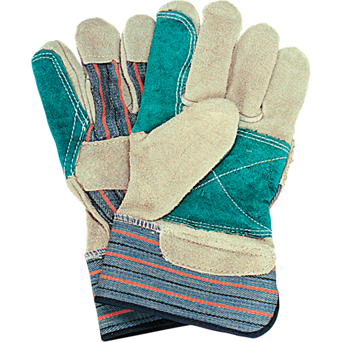Double-Palm Fitters Gloves, Large, Split Cowhide Palm, Cotton Inner Lining Duraquip Inc