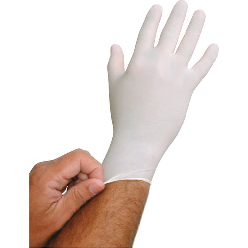 Gants jetables BioTek QRP, Grand, Latex, 6 mils, Sans poudre, Blanc Duraquip Inc