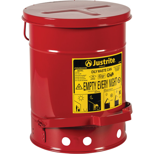 Contenants pour d&eacute;chets huileux, Homologu&eacute; FM/List&eacute; UL, 6 gal. US, Rouge Duraquip Inc