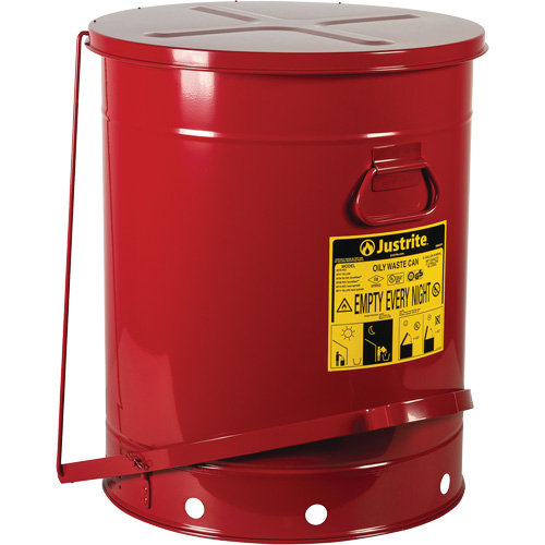Oily Waste Cans, FM Approved/UL Listed, 21 US gal., Red Duraquip Inc