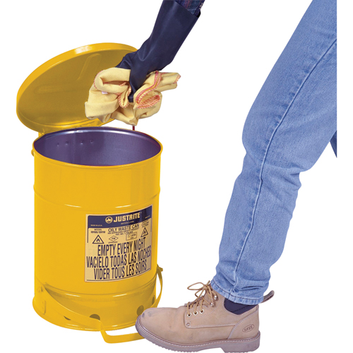 Oily Waste Cans, FM Approved/UL Listed, 21 US gal., Yellow Duraquip Inc