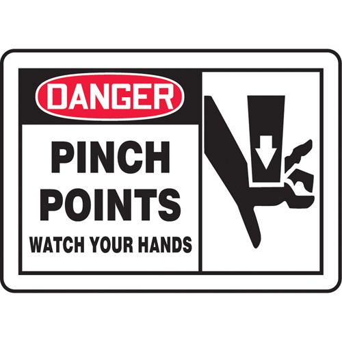 Enseigne  Pinch Points , 7" x 10", Plastique, Anglais avec pictogramme Duraquip Inc
