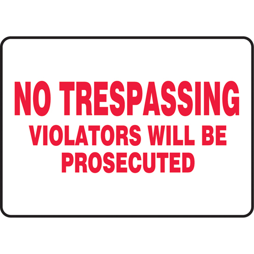 Enseigne  No Trespassing , 10" x 14", Vinyle, Anglais Duraquip Inc